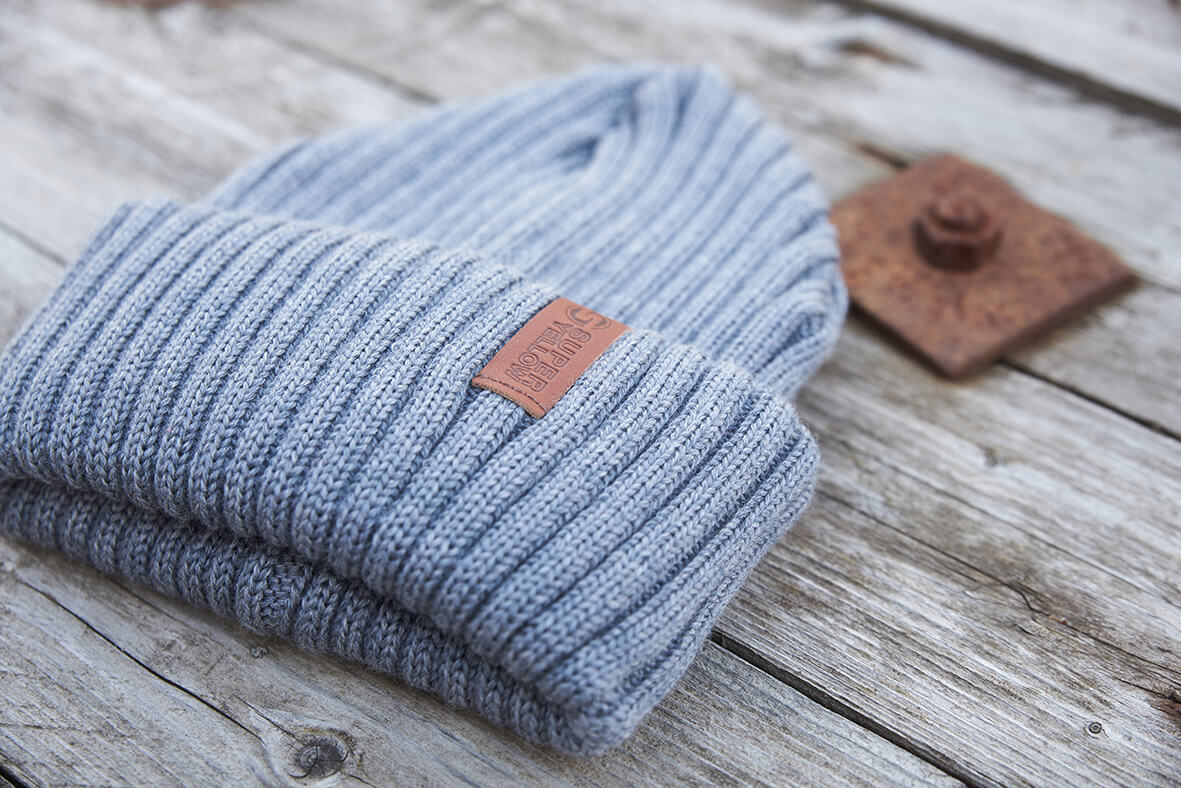 BEAM Grey Grey merino wool beanie for winter