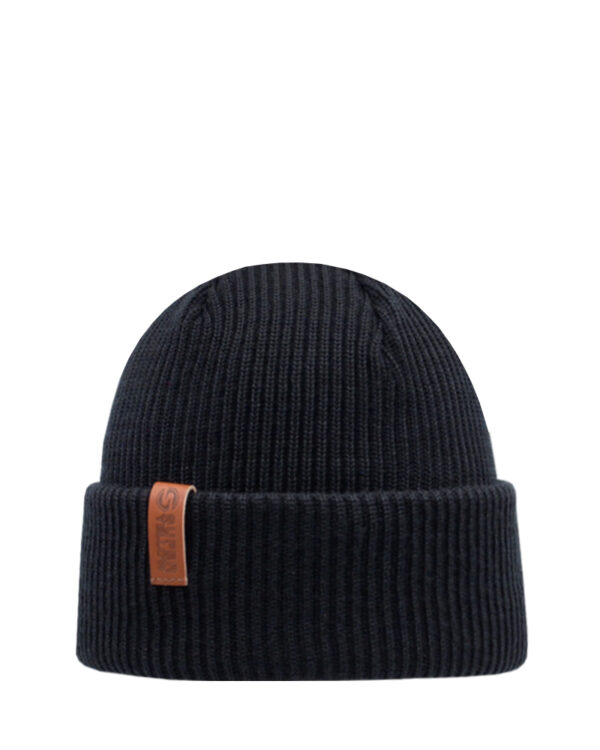 Superyellow black Kjempe merino wool beanie