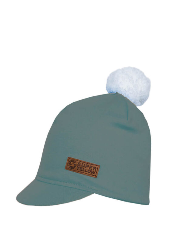Superyellow fog green Manda junior peaked beanie