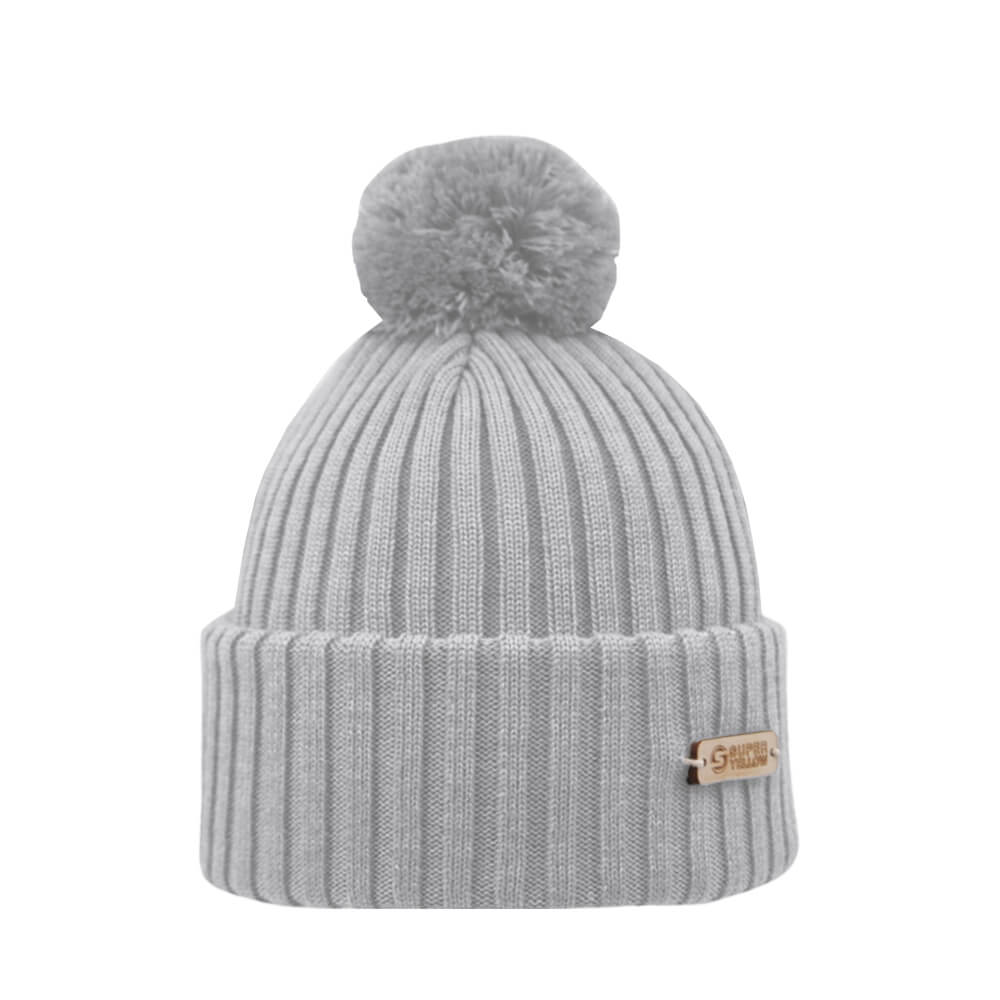 KIDE Icy Grey pompom merino wool beanie KIDE Icy Grey pompom merino wool beanie